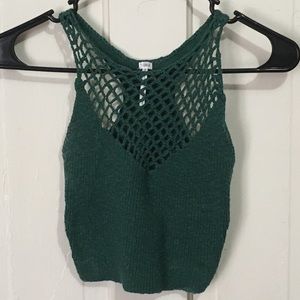 UO Out From Under green knit/crochet crop tank top